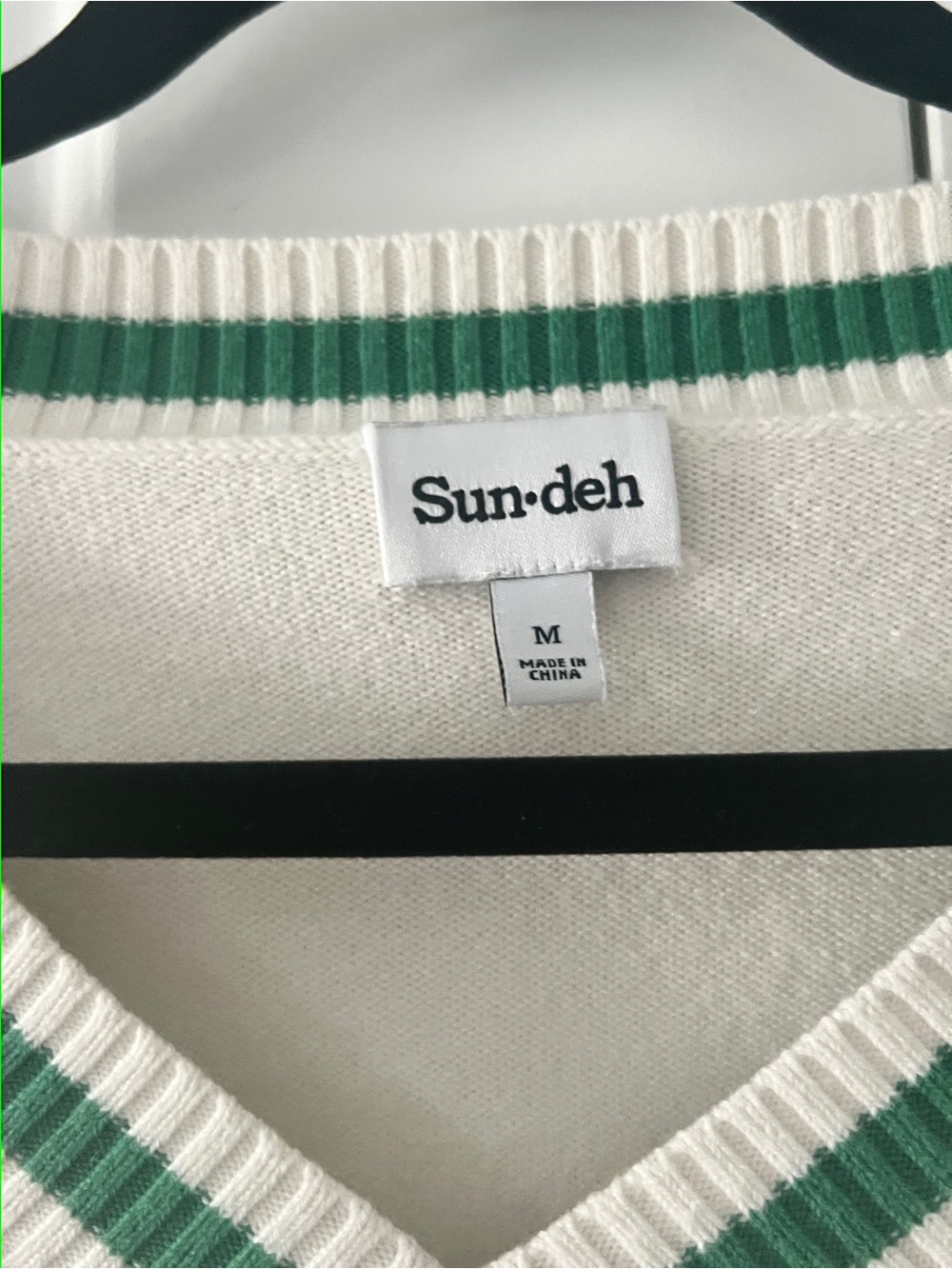 Sunday Best Quinn Cropped Sweater Vest in Cream and Green - Picture 3 of 5
